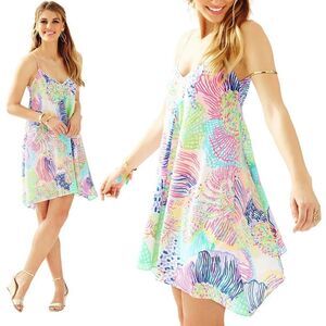 NEW Lilly Pulitzer Clara Silk Slip Dress in Roar of the Seas Print Size SMALL